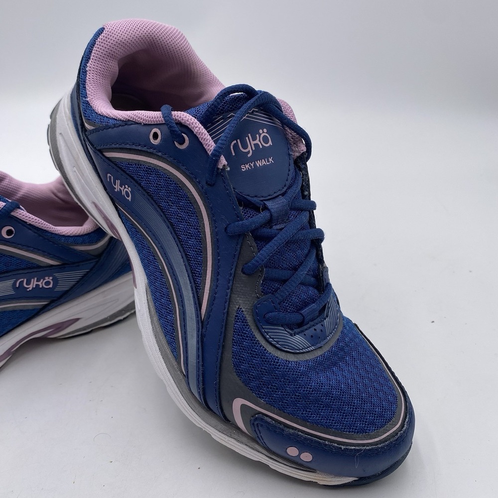 Ryka Sky Walk Women's Walking Shoes 8W Blue Pink Athletic Sneaker Memory Foam